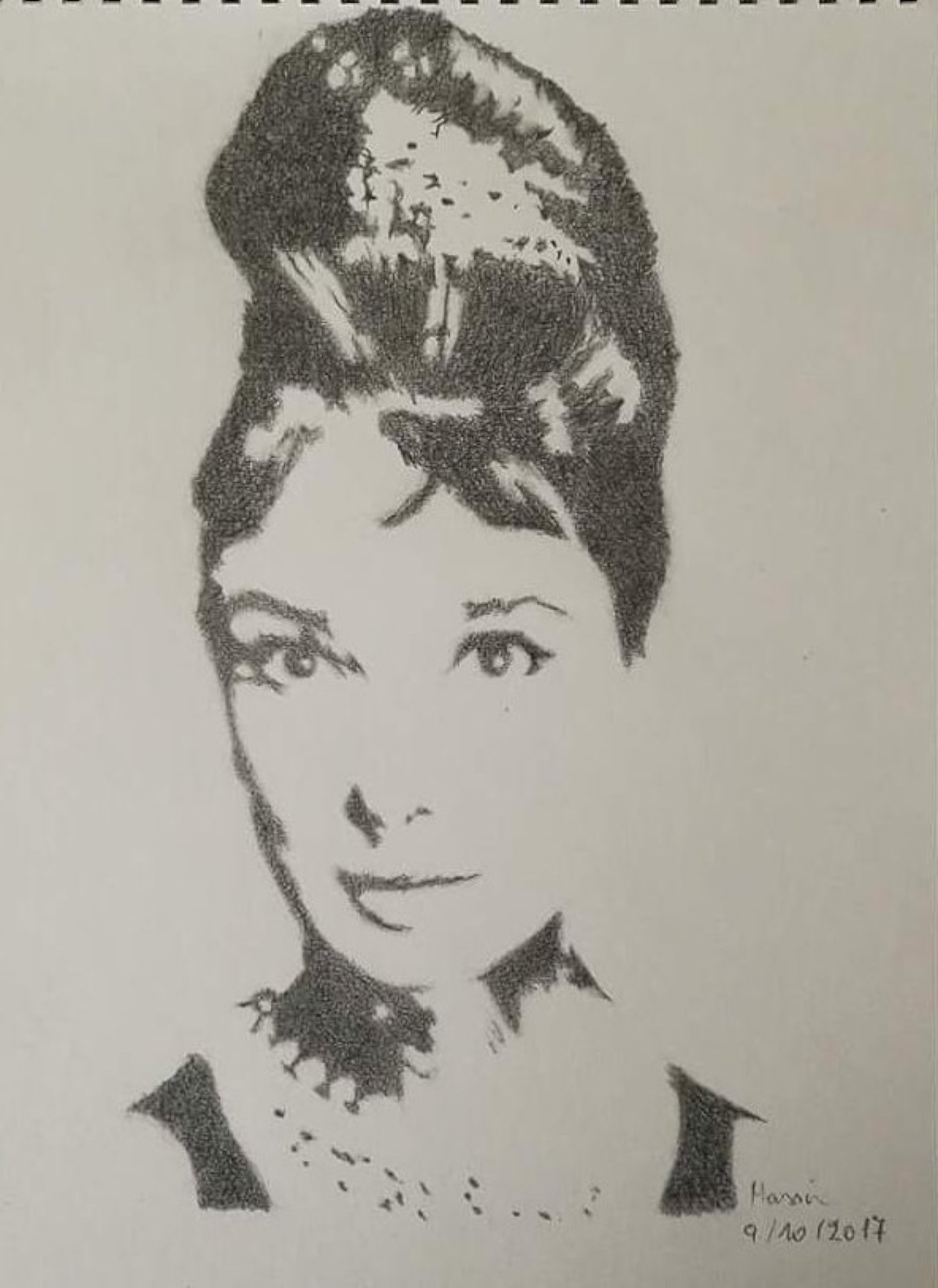 Audrey Hepburn - Grafiettekening door Massin Art