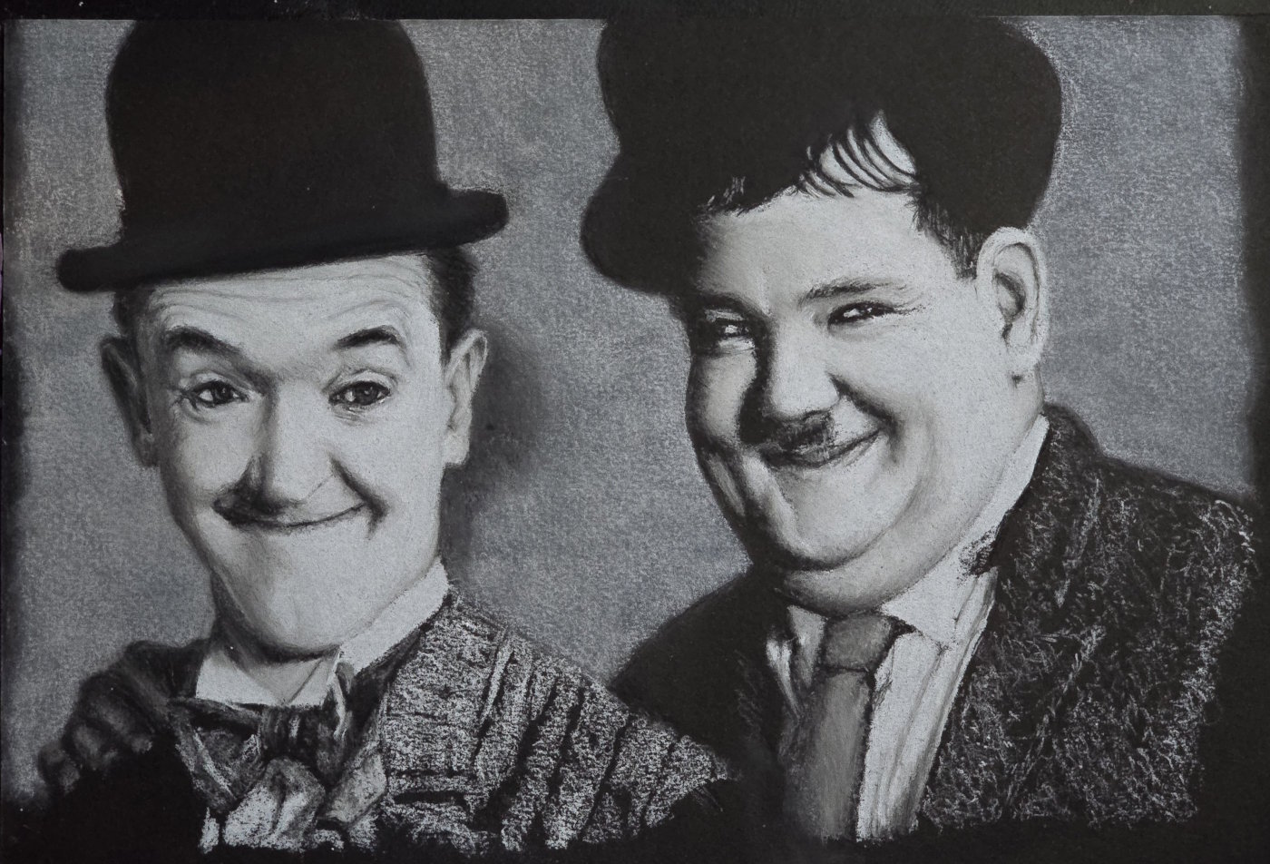 Laurel and Hardy - Pastelportret door Massin Art
